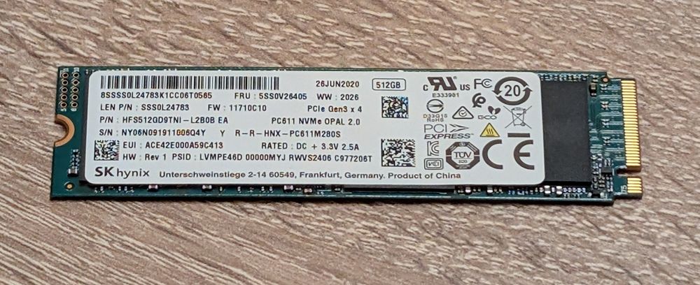 512GB m.2 SSD PCIe Gen3 x4