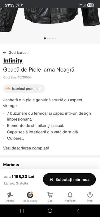 Geacă din piele naturala