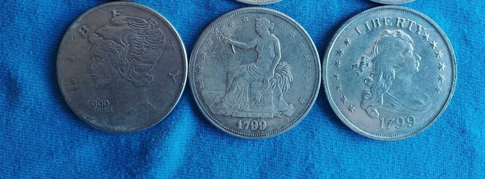 Silver Dollars 3 Monede de Argint USA FINE silver one dollar coins