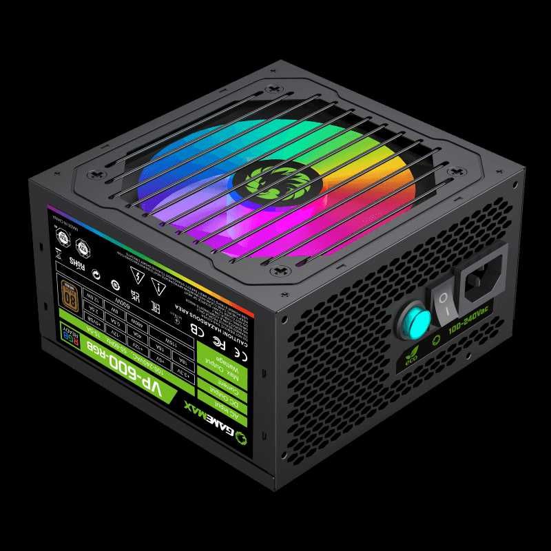 [НОВЫЙ] Блок питания GameMax VP-600-RGB, 600W 80+ Bronze RGB LED