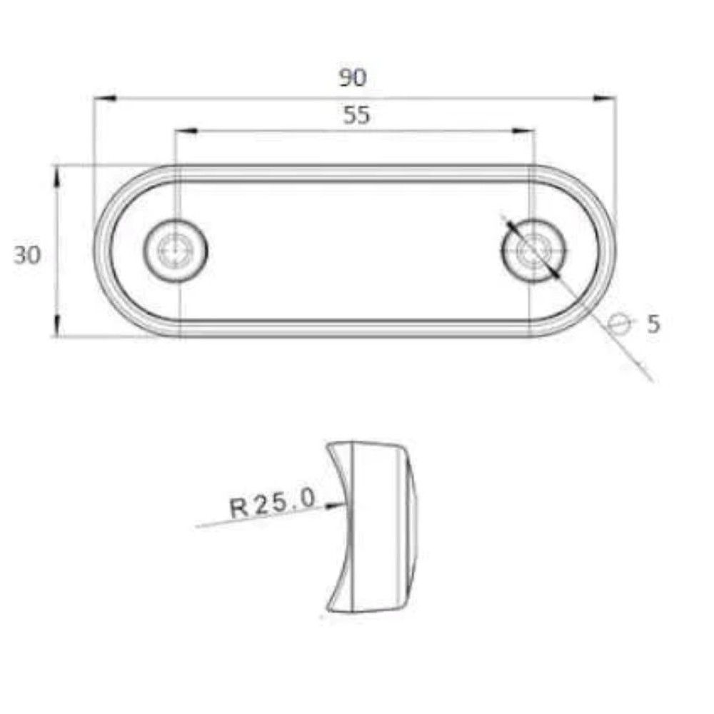 Страничен габарит – 4 LED, жълто/бяло, 83mm