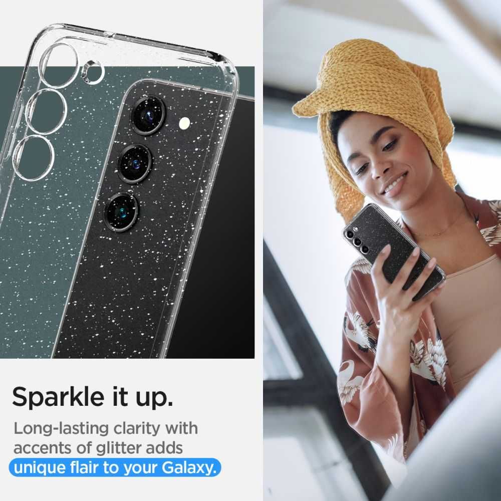 Блестящ калъф Galaxy S23 Plus,Spigen Liquid Crystal Glitter Quartz