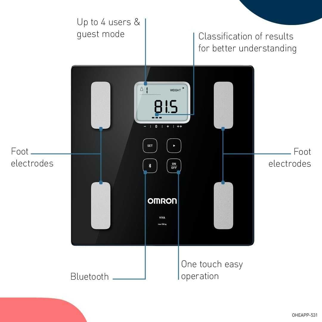 OMRON Bluetooth везна, , измерва 6 телесни показателя