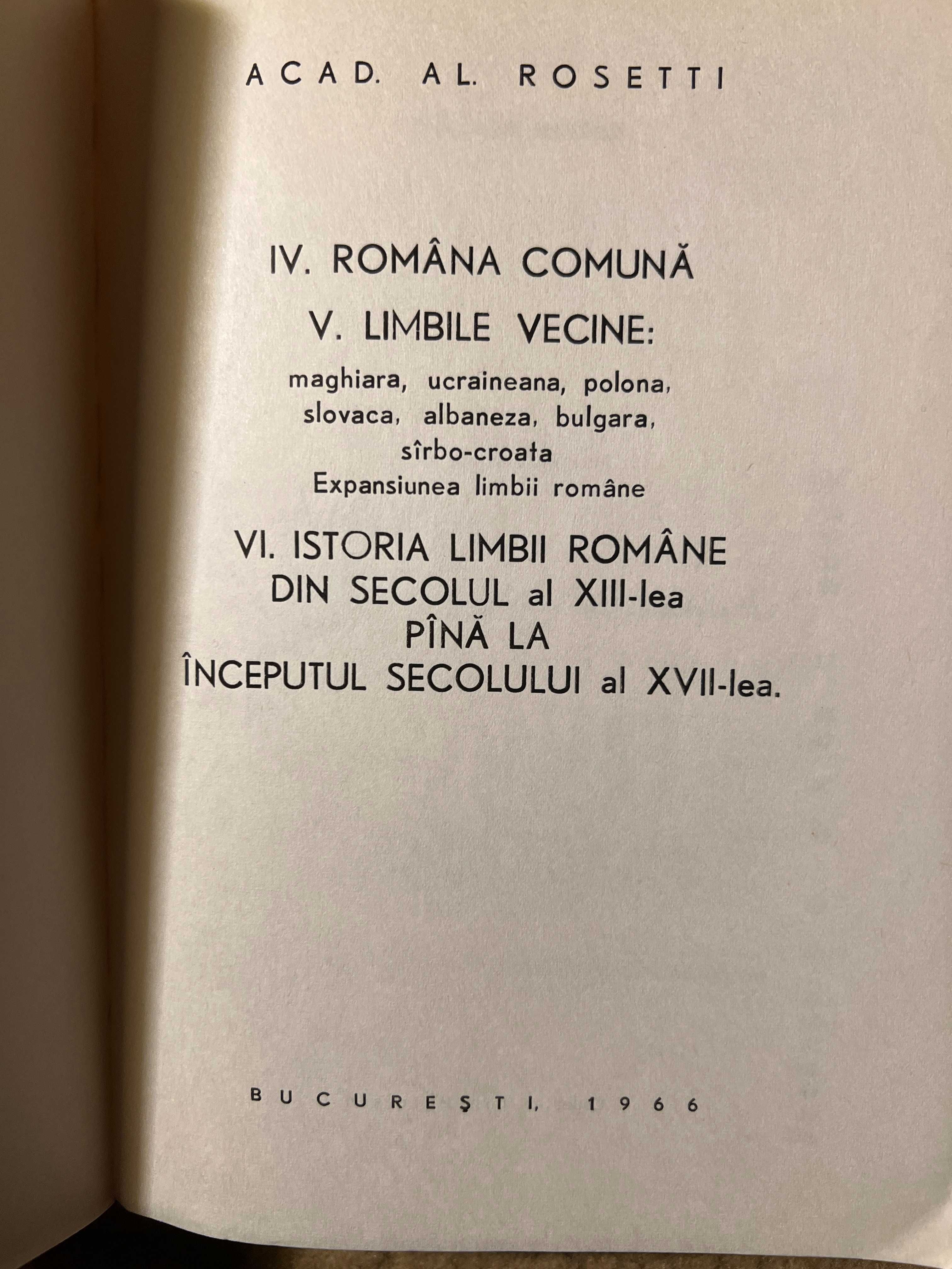 Al. Rosetti, Istoria Limbii Române, completa (4 carti)