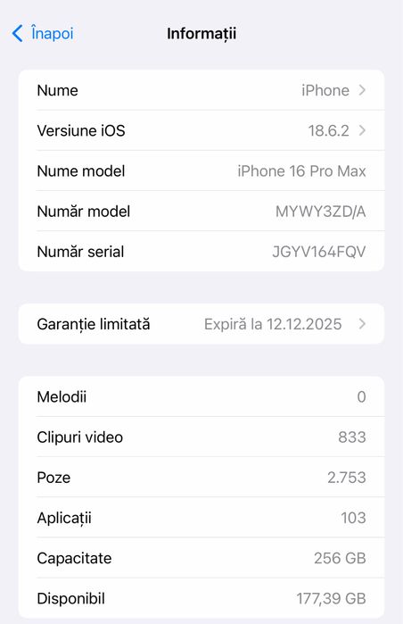 Vand Ipone 16 Pro Max  256 gb