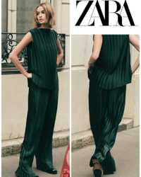 Costum set Zara bluza si pantaloni verde inchis