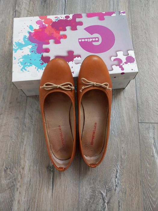 Balerini din piele, marimea 37, culoare maro