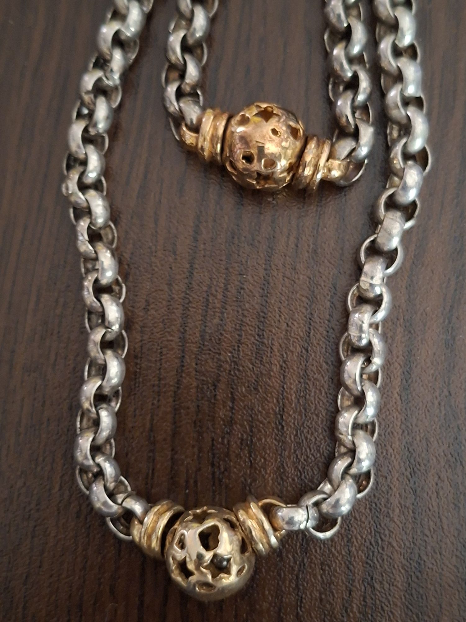 Сет сребърно колие и гривна 925пр