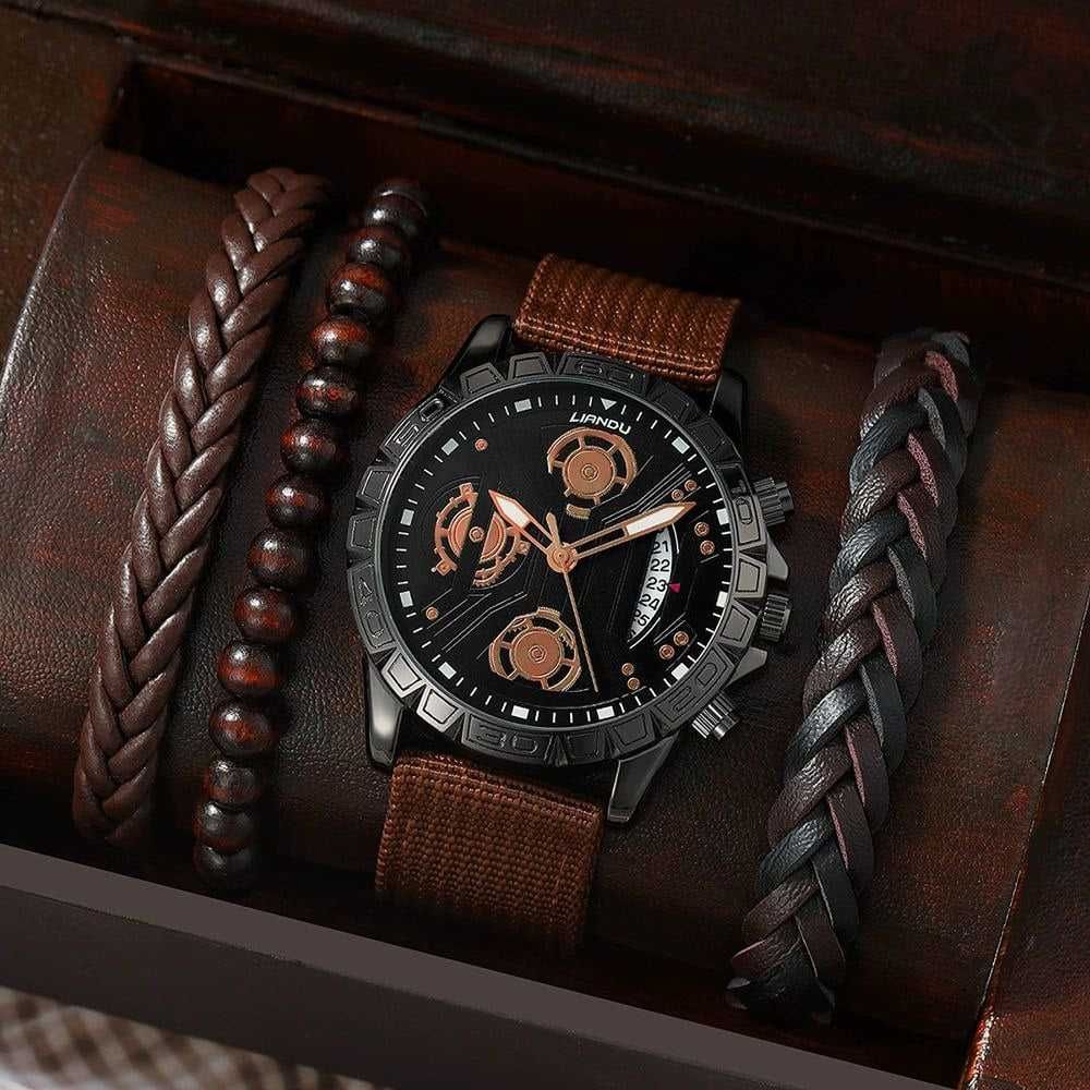 Мужской подарочный набор, часы + браслеты