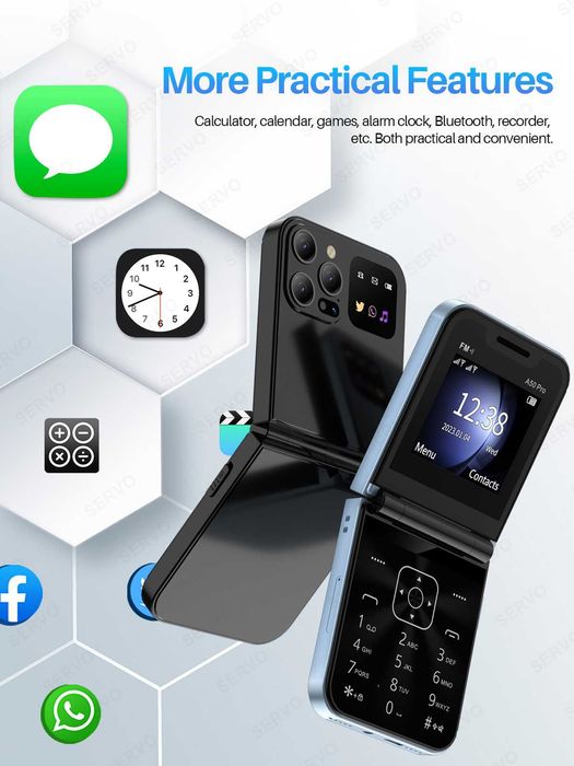 telefon cu clapeta (flip) taste nou 2sim Servo foarte fiabil