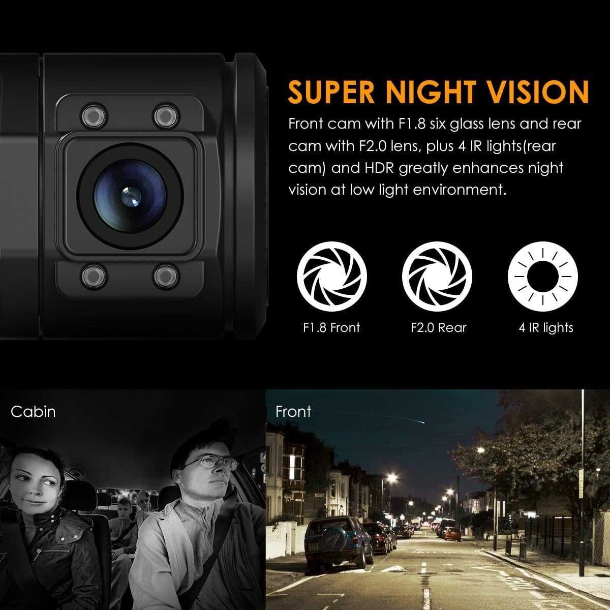 Vantrue N2 Pro Dual Dashcam-видеорегистратор за кола