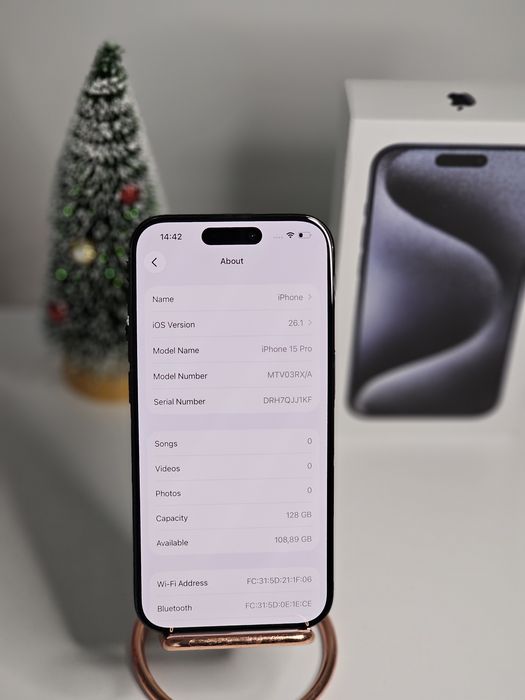 iPhone 15 Pro blue titanium 94% full box impecabil