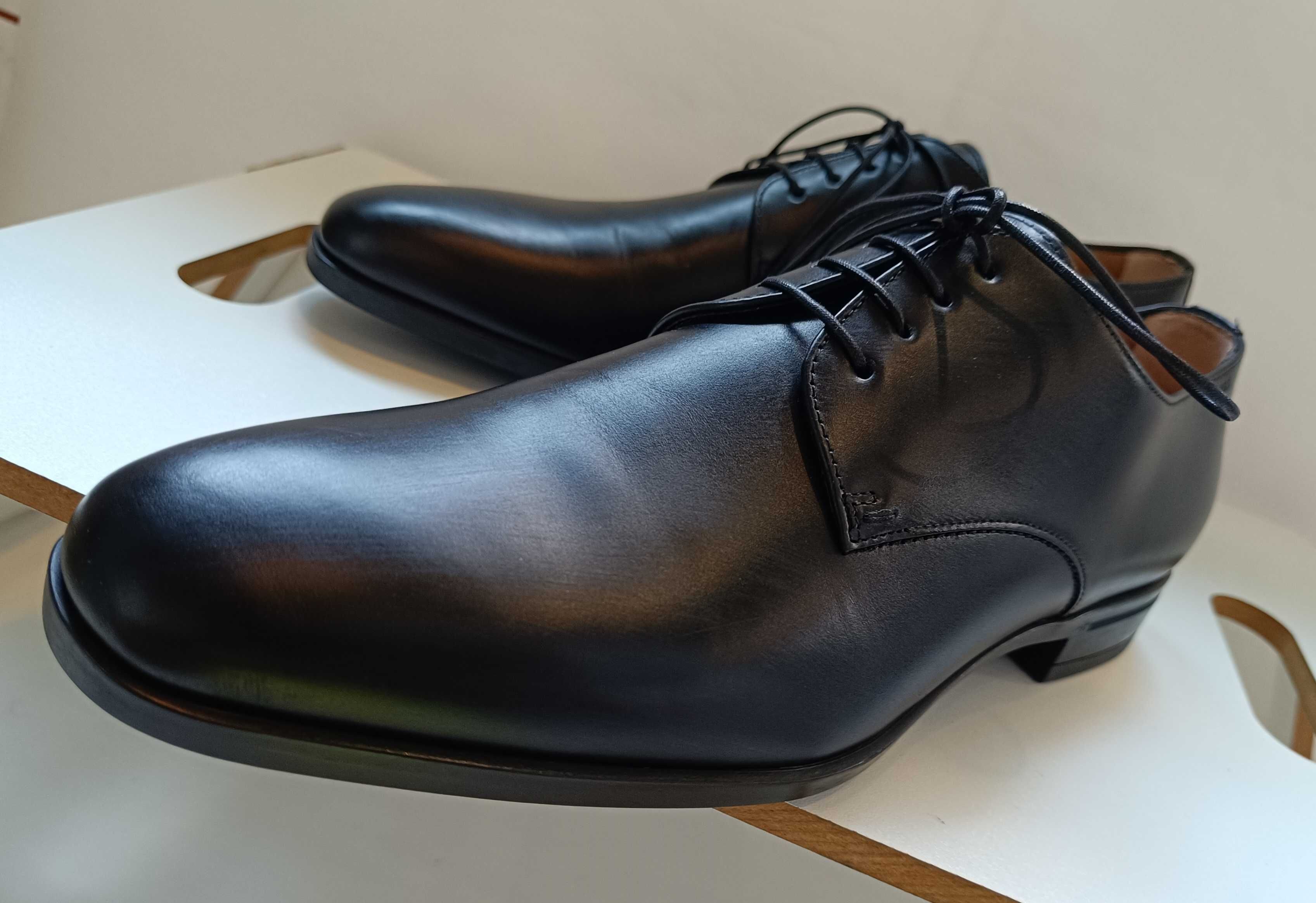 Pantofi derby 40.5 41 plain toe de lux Hugo Boss piele naturala