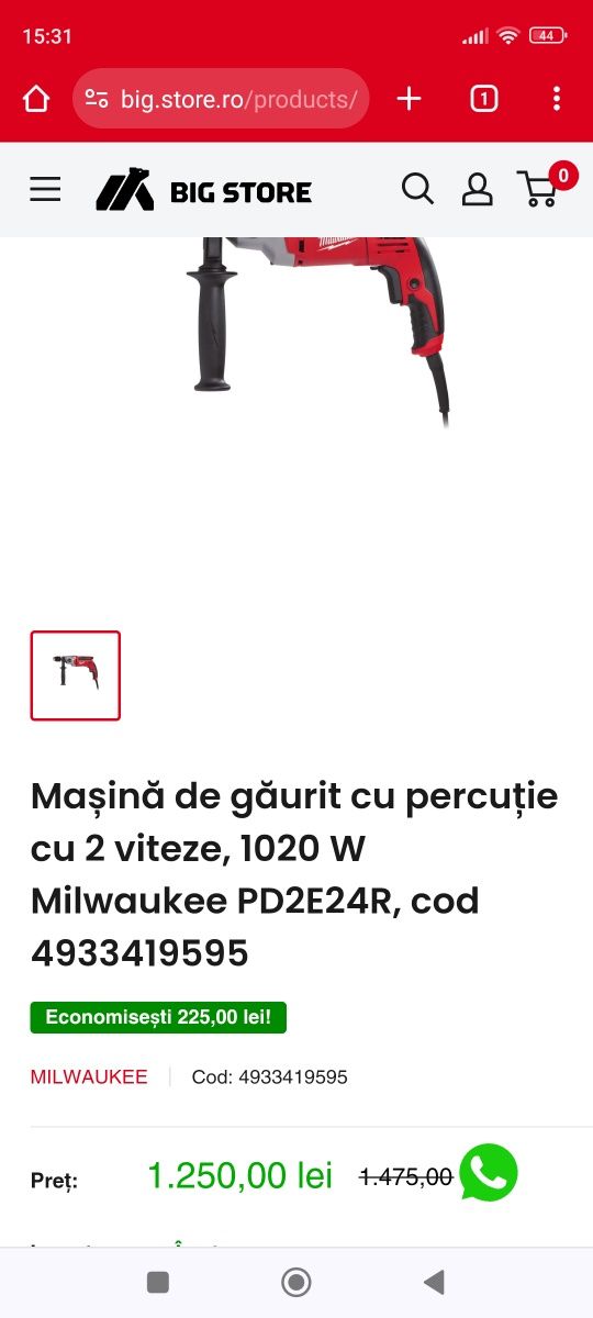 Filetantă Milwaukee cu percuție