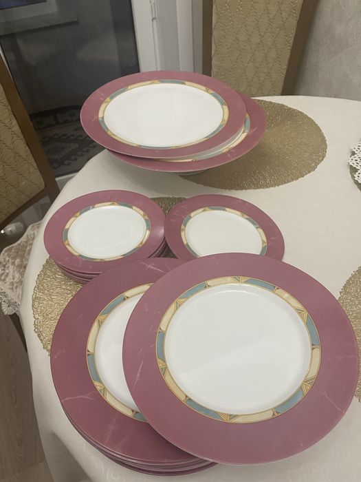 Люминаровские тарелки и бокалы кобольтовые