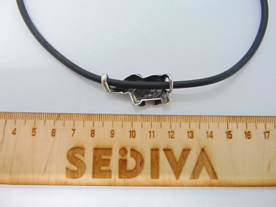 Colier din silicon cu pandantiv elefant din argint