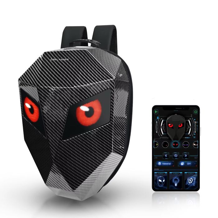 Смарт раница с LED очи – 3D дизайн „Бухал“, управление през приложение