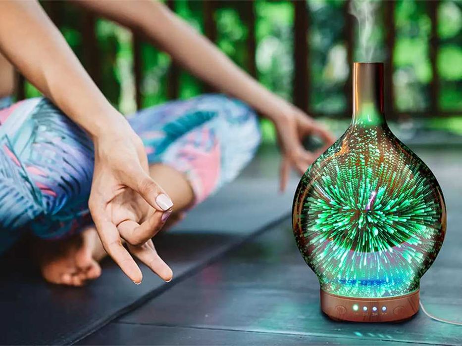 Difuzor arome 3D din sticla lampa RGB cu timer design modern 120 ml