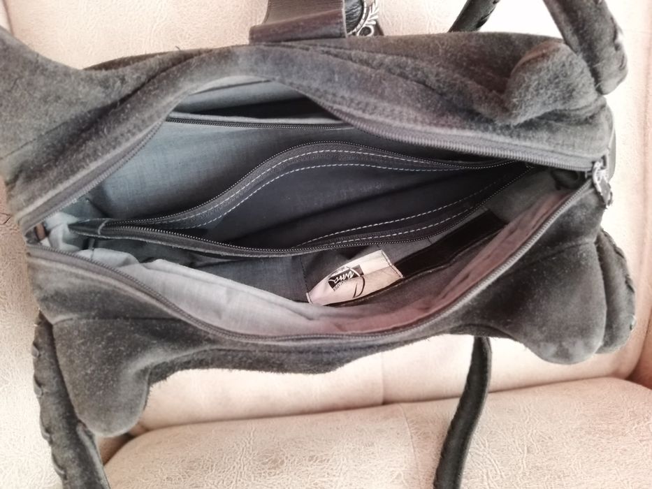 Чанта естествен велур