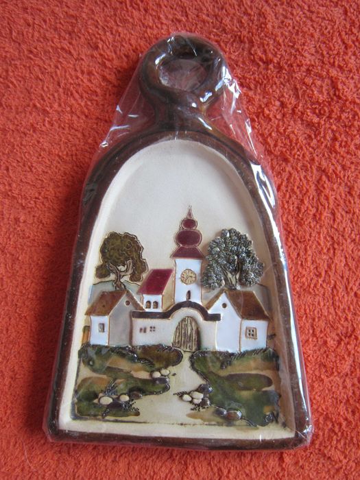 Craciun cadou rar Peisaj biserica 3D ceramica portelanata,Germany 1980