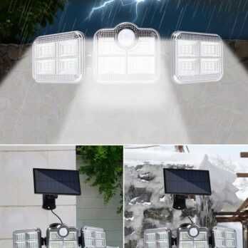 Lampa solară LED cu detectie mișcare și senzori de amurg + telecomanda