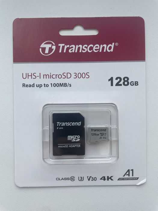 Продам оригинальные карты памяти флешка MicroSD 128 ГБ фирма Transcend