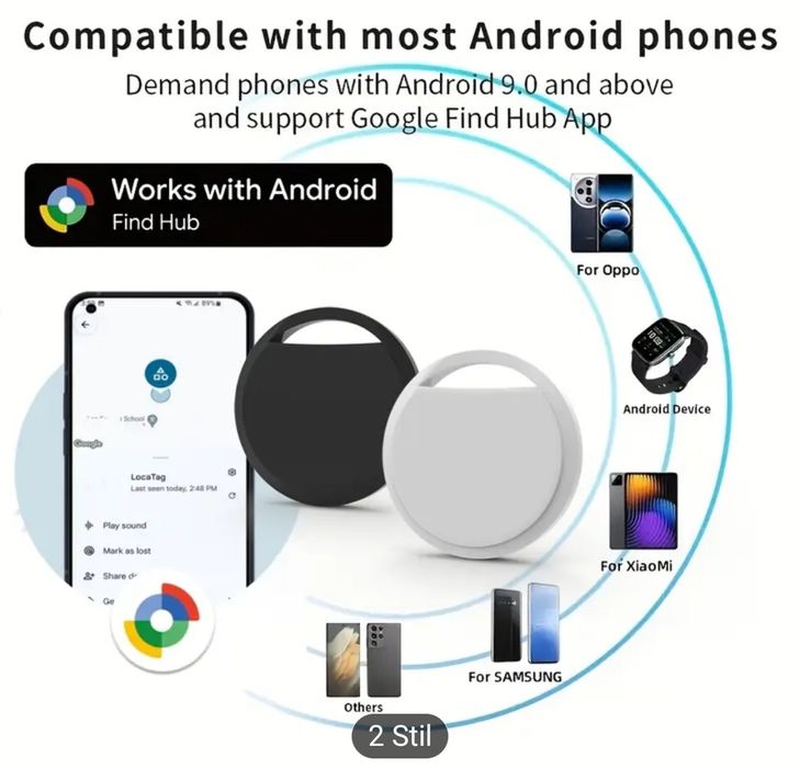 Wireless Tag Tracker (doar pentru Android), compatibil cu Google Find