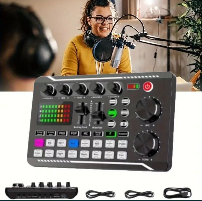 Placa de sunet externa mixer dj cu efecte de sunet și Bluetooth