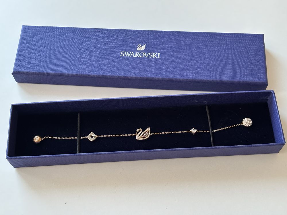 Комплект розов лебед Swarovski