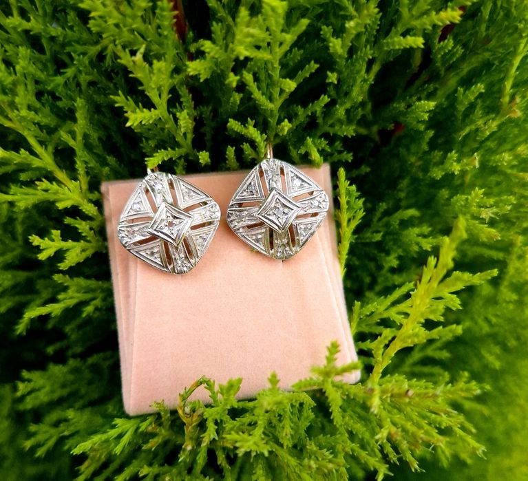 Cercei din aur de 18K si diamante naturale