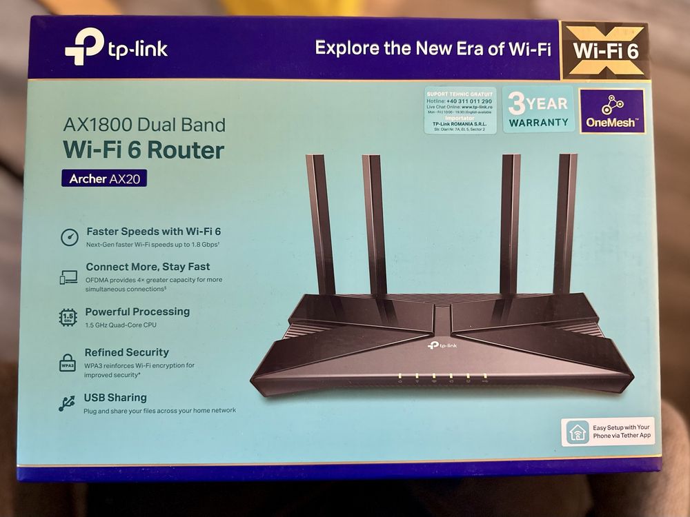 TP‑Link Archer AX20 (AX1800) Wi‑Fi 6 рутер – като нов