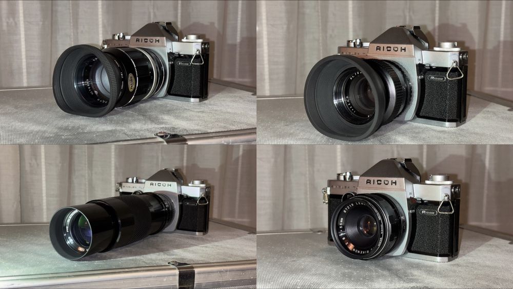 Bundle foto vintage - aparat Ricoh + obiective și accesorii