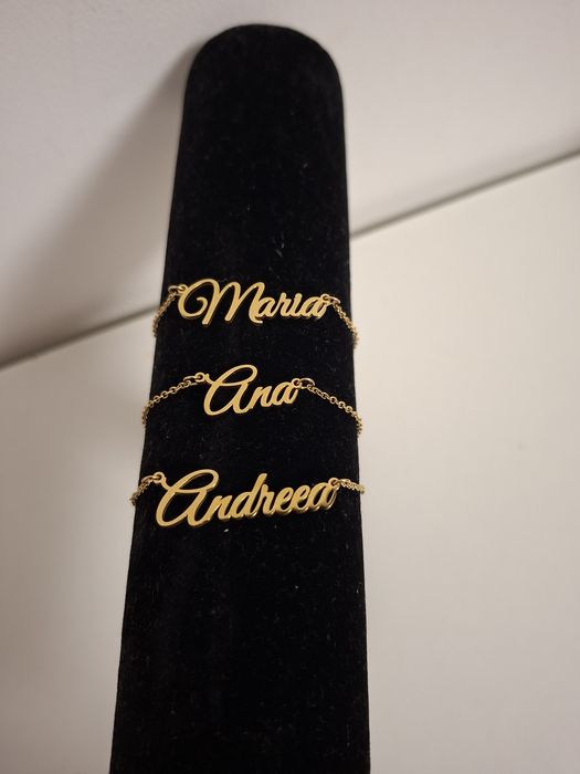 Lănțișoare personalizate cu nume, otel inoxidabil placat cu aur