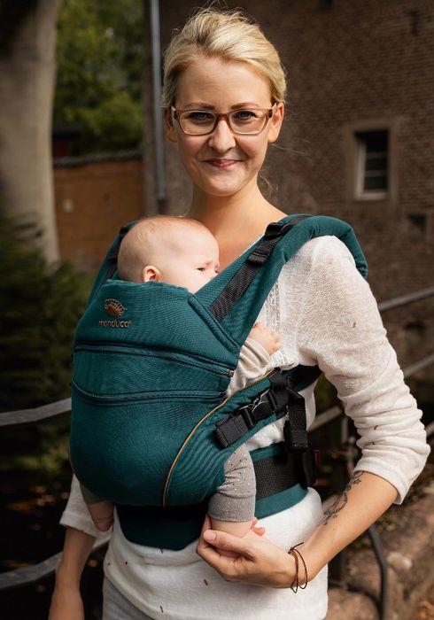 Marsupiu pentru bebelusi Manduca XT Denim Teal, pana la 20 kg, 3 pozit