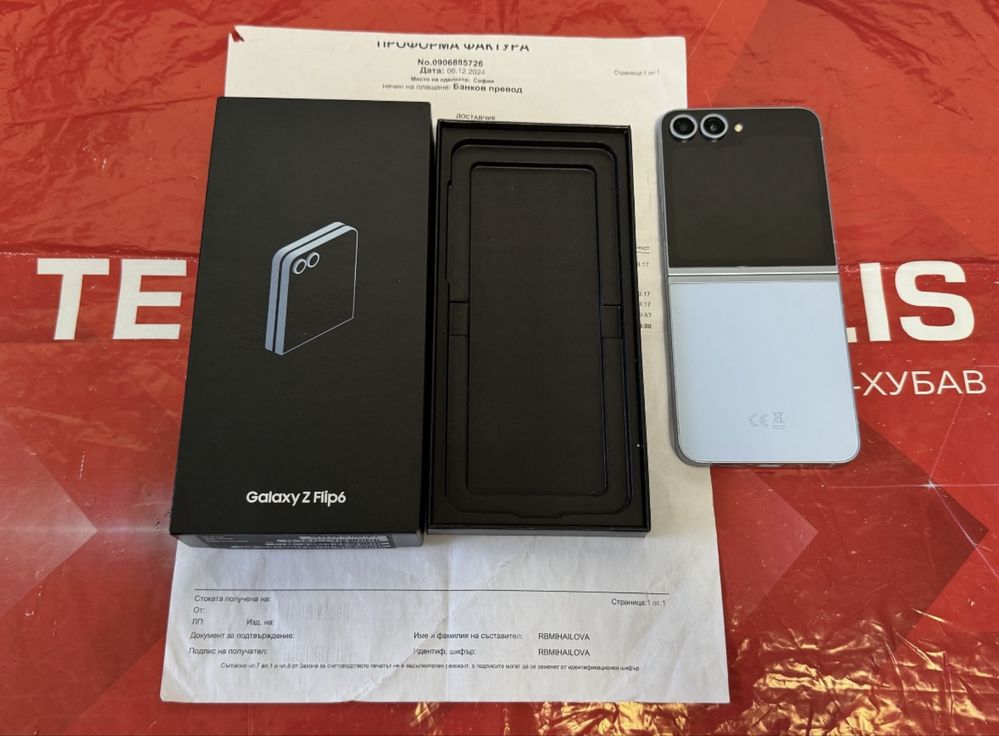 КАТО НОВ 512GB Samsung Z Flip 6 Технополис Гаранция 2026 Blue / Син