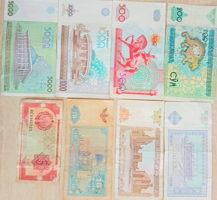 1961-yil  СССР 3,5,10,25 rubl.2001-yil 1000,500 belarus rubl va boshqa