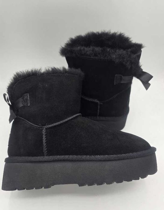 Ghete tip UGG bailey bow cu platforma - piele intoarsa naturala, 35-40