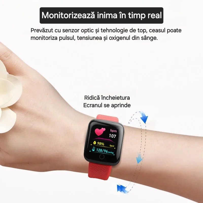 Ceas Smart Puls/Tensiune/Calorii/Distanțe. Apeluri/Mesaje/Notificări.