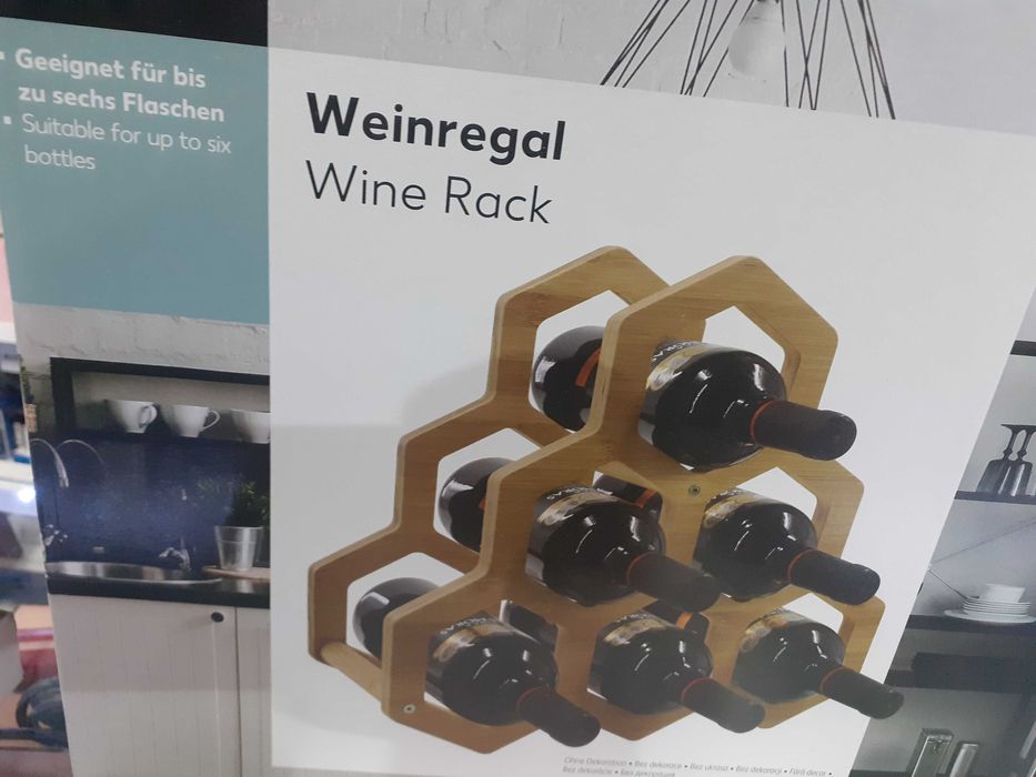 Стелаж за вино, Бамбукова етажерка за 6 бутилки винени, Weinregal