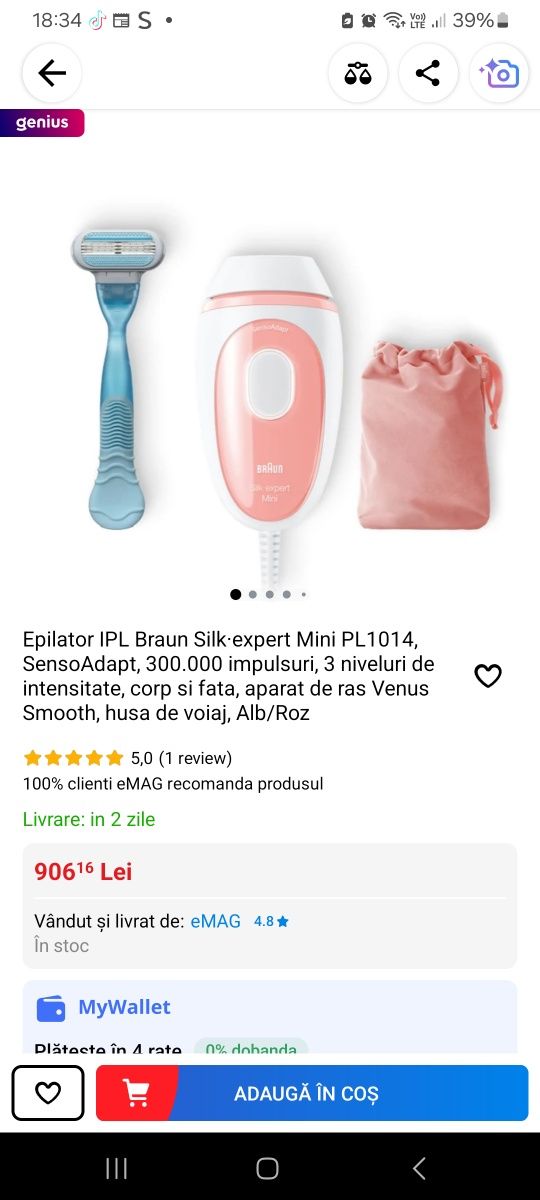 Epilator Braun silk expert Mini 300. 000 de impulsuri
