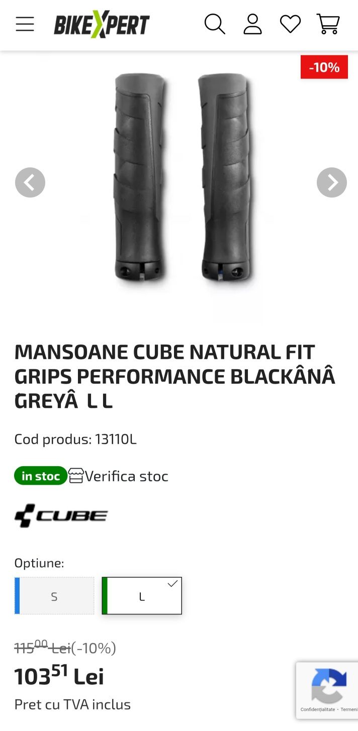 Mansoane bicicleta CUBE NATURAL FIT