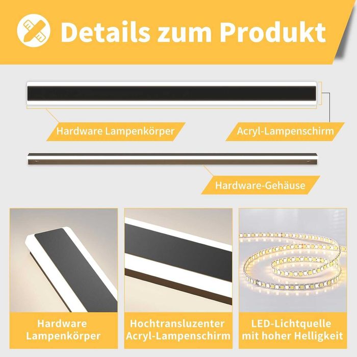 Модерен 80см външен стенен аплик IP65 с 3 цвята светлина