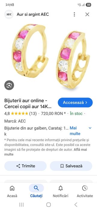 Cercei bebelus din aur