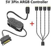 RGB контролер HUB адаптер, за компютър 5V 3Pin, Sata захранване