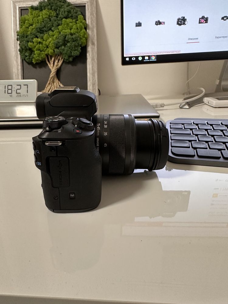 Canon EOS M50 ,24 MP , 4k , wi-fi , обектив ef-m 15-45mm f3.5-6.3
