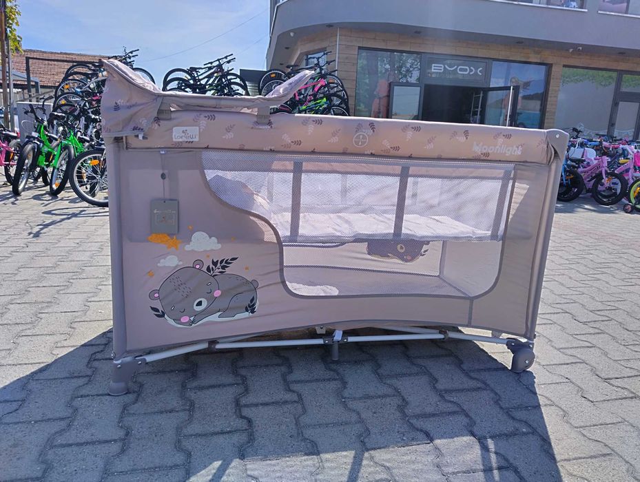 LORELLI Детска кошара на 2 нива с повивалник MOONLIGHT бежов