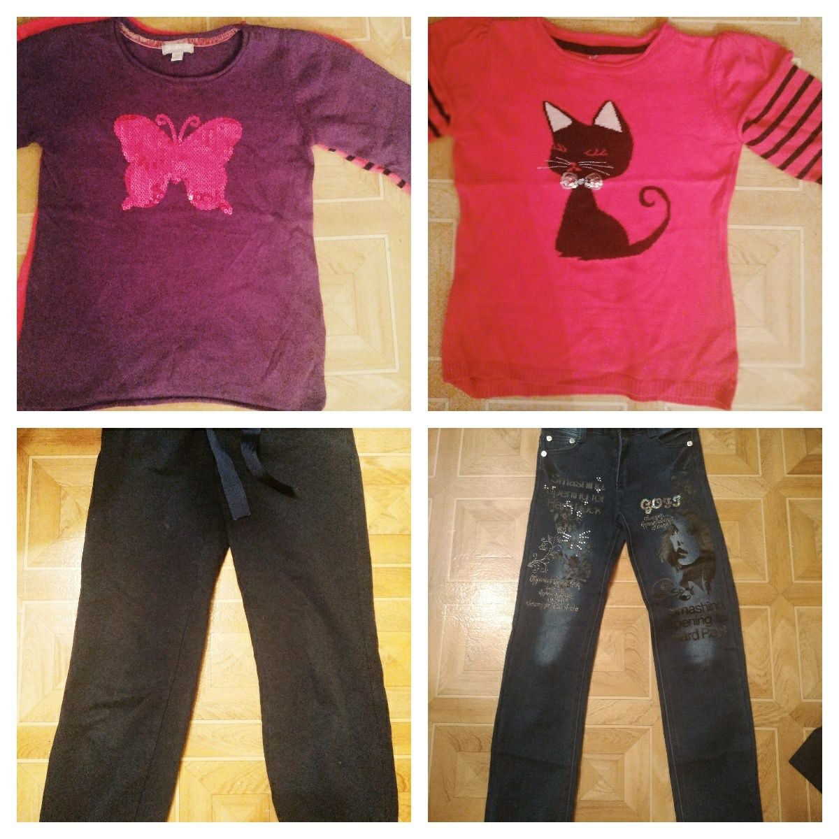 Пакеты вещей 3-11лет: майки, джинсы, кофты, юбки, штаны, платья.