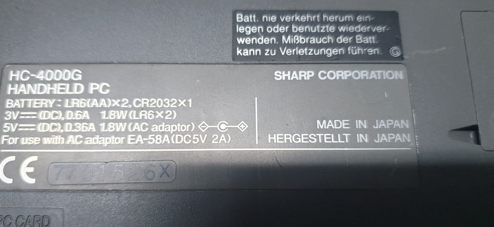 Calculator PC Sharp HC 4000 G