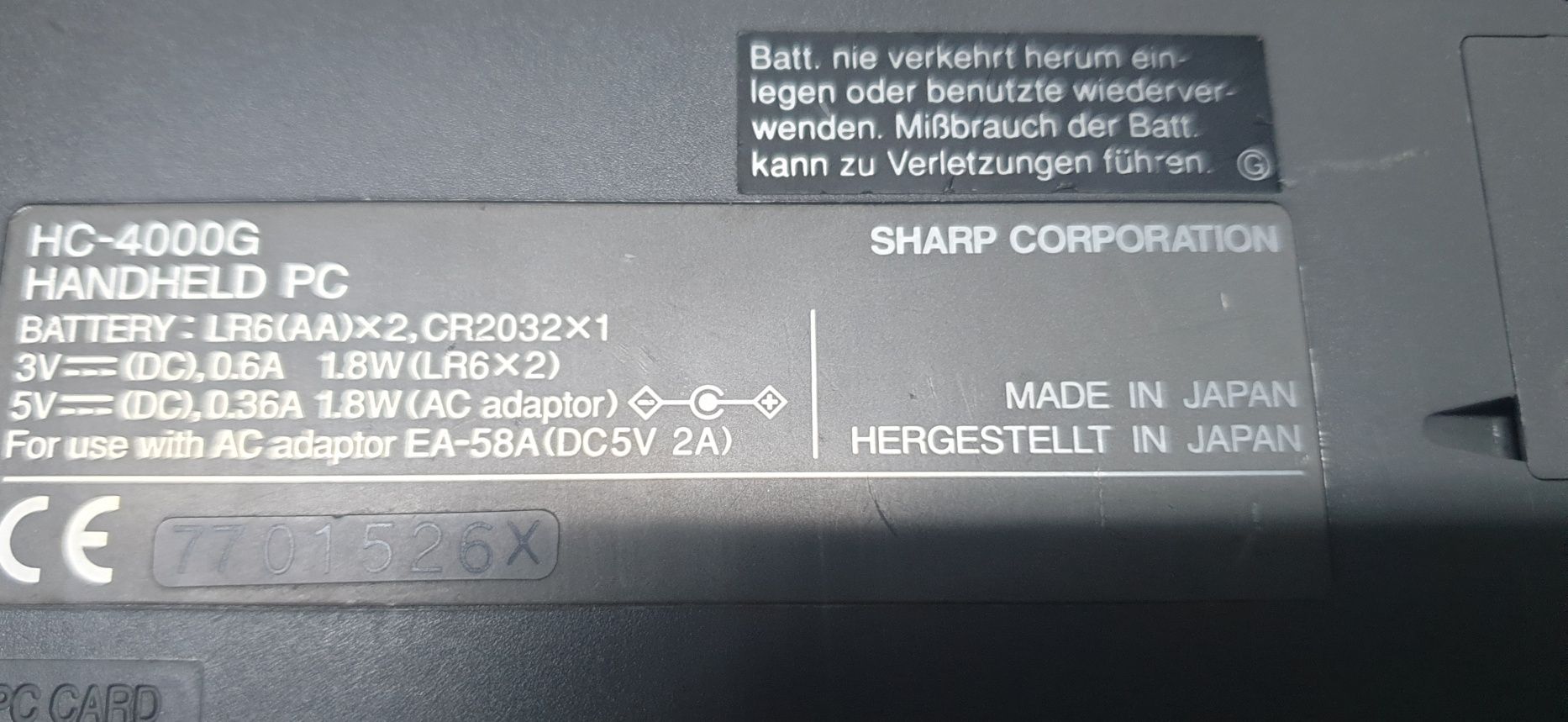 Calculator PC Sharp HC 4000 G