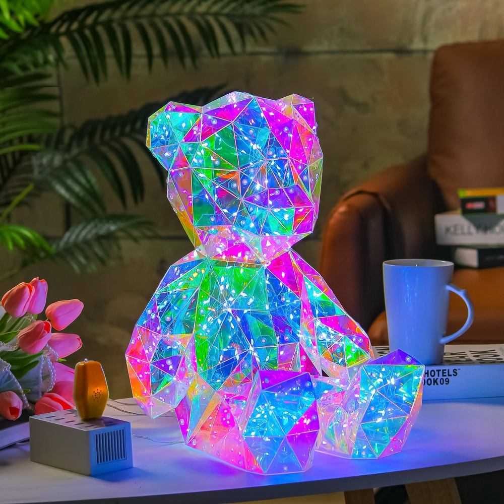 3D Светещо мече Bear 30cm LED  светлина с USB захранване и батерии